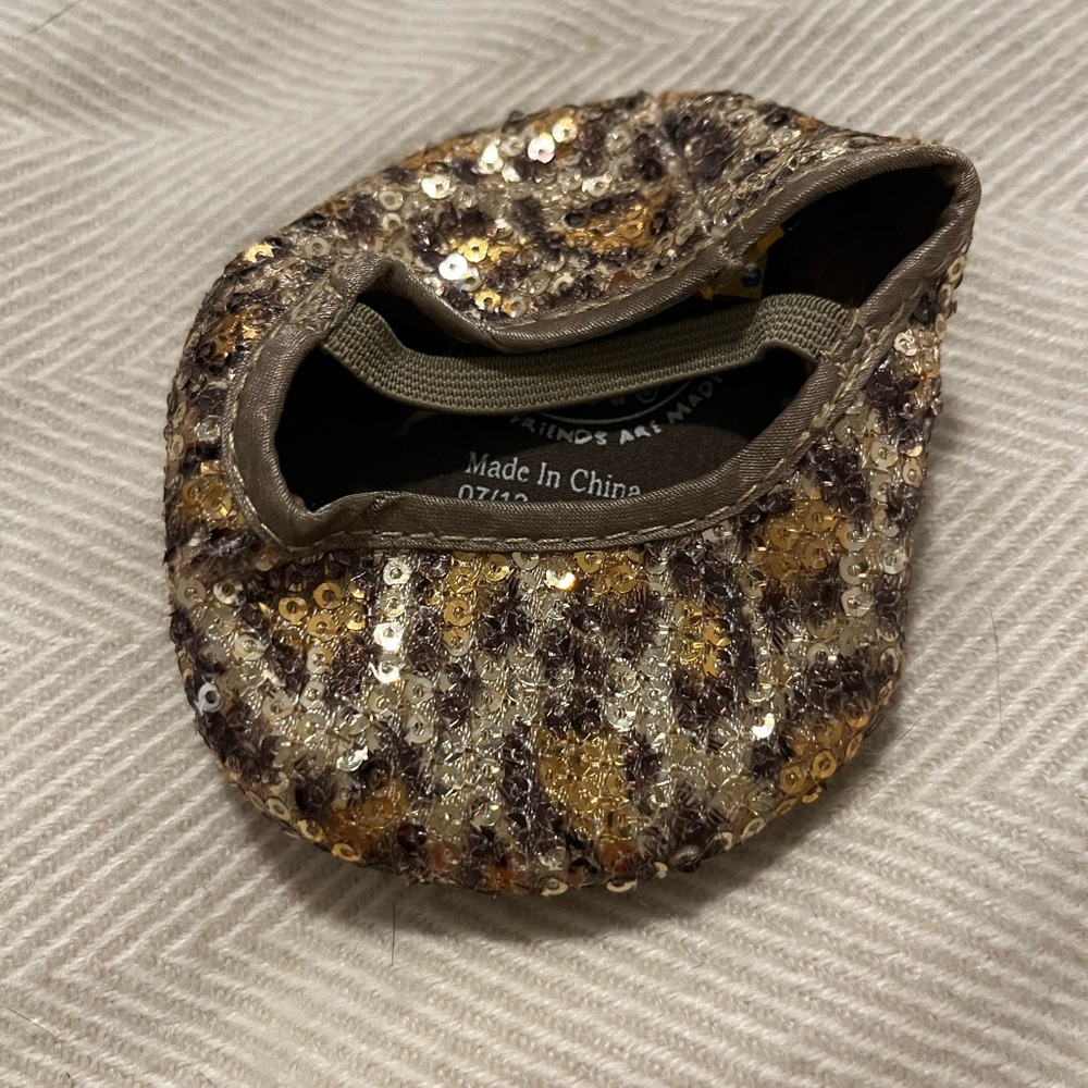 Build a Bear(only 1 Shoe) Leopard Print Mary Jane w/ Sequins Brown/Tan/Gold